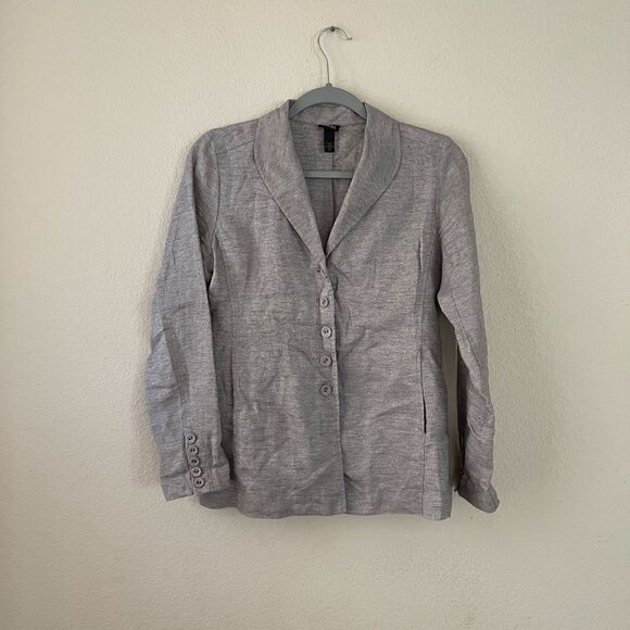 Eileen fisher linen metallic silver blazer - Picture 1 of 9